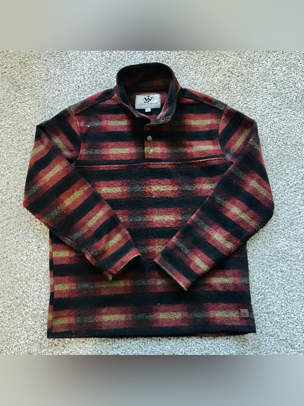 John Wayne Timeless Classic Men's Southwestern Striped Fleece Snap Pullover Medi